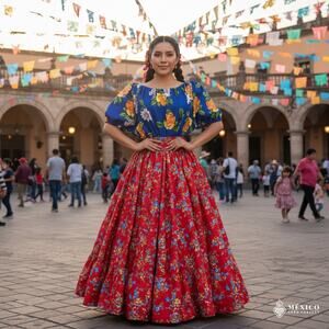 Mexican double circle practice skirt folklorico  36 in